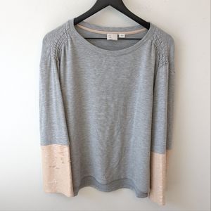 Anthropologie Postmark Grey Sequin Sleeved Crewneck Sweatshirt